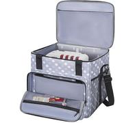 GMAK Serger Carrying Case, Universal Serger Storage Bags with Base Padding Pad, Storage Pockets, Travel Case with Shoulder Strap for Most Standard Overlock Sewing Machines and Accessories, Grey Dots