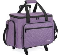 GMAK Sewing Machine Case with Detachable Dolly, Rolling Sewing Machine Case with Removable Padding Pad, Universal Rolling Carrying Tote Storage Bag for Most Standard Brother, Singer, Janome - Purple