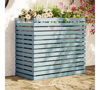 GMBAYUE Solid Wood Air Conditioning Flower Stand, Plant Display Rack, Air Conditioner Fence Screen, Wooden Air Conditioner Cover, Decorative Air Conditioner Fence (Color : Blue vertical style, Size