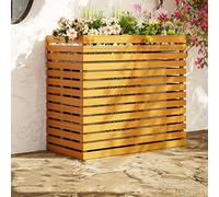 GMBAYUE Solid Wood Air Conditioning Flower Stand, Plant Display Rack, Air Conditioner Fence Screen, Wooden Air Conditioner Cover, Decorative Air Conditioner Fence (Color : Yellow vertical style, Siz