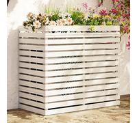 GMBAYUE Solid Wood Air Conditioning Flower Stand, Plant Display Rack, Air Conditioner Fence Screen, Wooden Air Conditioner Cover, Decorative Air Conditioner Fence (Color : Beige vertical style, Size