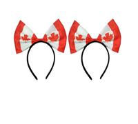 Gmbkouo 2 bow headbands for national flags from around the world, sports event headbands for cheering, and world festival events (Canada, Canadian flag, One size)