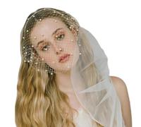 Gmbkouo Malla de perlas tocado banda de pelo, velo de novia, adecuado para la boda prom accesorios de fiesta