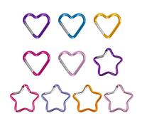GMBYLBY 10Pcs Heart Star Spring Snapping Clip Aluminum Alloy KeyRings Hanging Buckle Carabiner Keychains Bag Clip Hook Connectors Heart Star Aluminum Carabiner Water Bottle Hanging Buckle