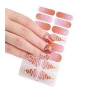 GMBYLBY 16 Strips Christmas Wraps Stickers Polish Strips Self-Adhesive Full Wraps for Art Decals