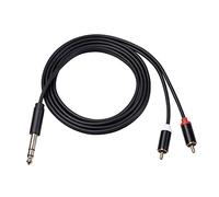 GMBYLBY 2RCA to 6.35mm Digital Coaxial Cable Stereo Male Plug for Amplifier HiFi Subwoofer VCD Interface Cable Extension Female Splitter for Car Phone with Mic Mute Button High