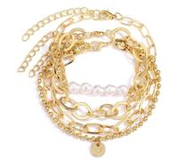GMBYLBY 3Pcs Handmade Unique Bead Adjustable Wristband Alloy Texture Casual Bracelets For Party And Date