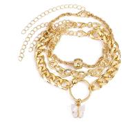 GMBYLBY 3Pcs Handmade Unique Bead Adjustable Wristband Alloy Texture Casual Bracelets For Party And Date