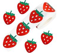 GMBYLBY 500 Pcs Strawberry Sticker Labels Decorative Sparkly Red Fruit Label For Envelopes