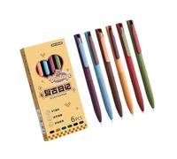 GMBYLBY 6Pcs / set Gels Pen Quick-Drying Inks 0.5mm Fine Point Roller Ball Straight Liquid Gel Inks Pens for Smooth Writing Quiet Clicks