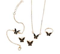 GMBYLBY Butterfly Pendant Necklace Rings Earrings Set For Fashion Forward Women Looking To Enhances Their Outfits