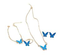 GMBYLBY Butterfly Pendant Necklace Rings Earrings Set For Fashion Forward Women Looking To Enhances Their Outfits