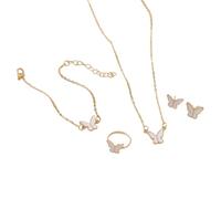 GMBYLBY Butterfly Pendant Necklace Rings Earrings Set For Fashion Forward Women Looking To Enhances Their Outfits