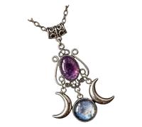 GMBYLBY Charm Design Necklace Ornate Glass Pendant Alloy Construction | for Dark Wardrobe Pairing Party Dressing Memorable Accent Piece Appeal