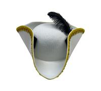 GMBYLBY Cosplay Fedoras Pirate Caps Feathered For Kids Halloween Party Pretend Play Children's Treasure Hunt Role Play Gold Trim Tricorn Hat