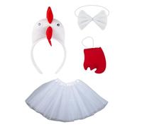 GMBYLBY Costume Set, Animal Hair Hoop Set, Tail Bowtie, White chick A