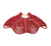 GMBYLBY Handmade Beaded Shoulder Chain Necklace Imitation Pearls Shawl Multi Layer Tassels Statement Fashion Jewelry