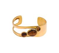 GMBYLBY Irregular Open Cuff Pearls Stainless Steel Wristchain Adjustable Bangle Geometric Jewelry Festival