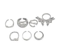 GMBYLBY Liquid Lavaed Butterfly Rings Set 7 Pieces Trendy Elegant Styles Jewelry Accessory Decoration For Women Daily