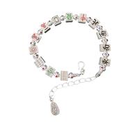 GMBYLBY Modern Geometric Enameled Stretchy Featuring Mahjong Design Beaded Bangle for Good Luck and Charm Wealth Symbol Wristband