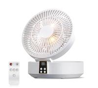 GMBYLBY Remote Control USB Desktop Air Coolers With Timer Function Foldable 4000mAh Battery 120° Auto Rotation 3 Speed Fan Remote Control Desk Fan With LED Light