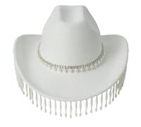 GMBYLBY Sparkly Rhinestones Tassels Cowboy Hat Knight Hat For Bachelorette Party Knight Hat Versatile For Club Stage Western Cowboy Hat Felt
