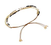 GMBYLBY Trendy Beaded With Adjustable Wax Rope Handwoven Rice Bead Bangle Fashion Wristband Accessories For Women Wax Rope Chain