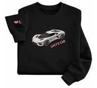 GMDLSK Custom Embroidered Car Hoodie - Design Your Own Vehicle Portrait, Personalised Text on Sleeve - Unique Car Guy Gifts for Boyfriend, Dad, Grandpa - Birthday, Father's Day, Christmas Multicolor