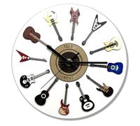 GMDLSK Music Wall Clock, Personalized Wall Clock with Wooden Guitar, Music Themed Wall Clock with Name, Great Decor for Music Room, Bar, Cafe, Gifts for Guitar Lover Musicians
