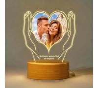 GMDLSK Personalised Acrylic Plaque with Photos, Personalised Night Light with Photo, Custom Acrylic Photo Frame, Unique Gifts for Couples Dad Mom Wife Husband Seniors Birthday Gift
