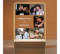 GMDLSK Personalised acrylic plaque with photos, Personalised night light with photo, Custom Acrylic Photo Frame, Unique Gifts for Couples Dad Mom Wife Husband Seniors Birthday Gift