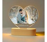 GMDLSK Personalised Acrylic Plaque with Photos, Personalised Night Light with Photo, Custom Acrylic Photo Frame, Unique Gifts for Couples Dad Mom Wife Husband Seniors Birthday Gift