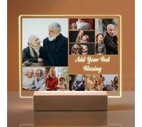 GMDLSK Personalised acrylic plaque with photos, Personalised night light with photo, Custom Acrylic Photo Frame, Unique Gifts for Couples Dad Mom Wife Husband Seniors Birthday Gift