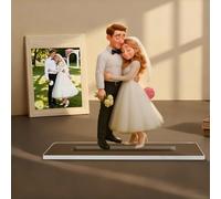 GMDLSK Personalized Cartoon Figurine Desk Decor - Custom Cartoon Portrait Standee - Acrylic Desktop Ornament for Office & Home - Unique Gift for Couples, Families and Pet Owners