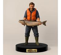 GMDLSK Personalized Fishing Figurine with Photo - Custom Acrylic Desk Ornament - Cartoon Style Fishing Decor for Office & Bedroom - Unique Gift for Fishing Lovers, Men, Husband