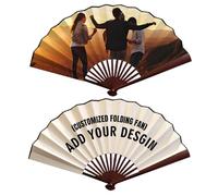 GMDLSK Personalized Folding Fan Custom Photo Handheld Fan for Wedding Dancing Saloon Cosplay Party Props Decorative Wooden Folding Fans Creative Gift for Friends