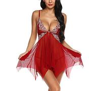 GMDNS Women's Lingerie for Sexy Ropa De Dormir Sexi para Mujer Conjunto De Lencería De Encaje Floral Cuello En V Con Cierre Frontal Y Malla Ropa Interior para Mujeres-02_L
