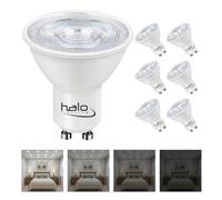 GMEC Halo 7W GU10 LED Light Bulb - 6500K Cool White, Dimmable SMD Spotlight, Equivalent to 60-70W Halogen, 550 Lumen, 25,000 Hours, Energy Efficient Lighting - Pack of 6