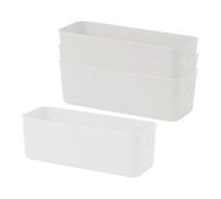 GmeDhc 4 Piece Thickened Storage Box, Storage Basket with Handles, Plastic Organizer Box, Storage Boxes, for Kitchen, Bathroom, Kitchen Cabinet, Cosmetics, Children's Room, Office - White