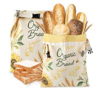 GmeDhc Beeswax Bread Bags, 43 × 33 cm, Beeswax Bread Bag for Food, Baguette, Fruit, Vegetable, Pack of 2, a, retro