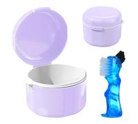 GmeDhc Braces Box with Denture Brush, Portable Denture Box Cover with Strainer, Invisible Braces Storage Box, for Orthodontic Holder, Cleaning Box