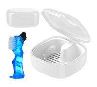 GmeDhc Braces Box with Strainer and Denture Brush, Portable Denture Box Cover, Invisible Braces Storage Box, Prosthesis Box, for Holder, Cleaning Box