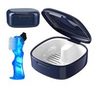 GmeDhc Braces Box with Strainer and Denture Brush, Portable Denture Box Cover, Invisible Braces Storage Box, Prosthesis Box, for Holder, Cleaning Box