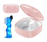 GmeDhc Braces Box with Strainer and Denture Brush, Portable Denture Box Cover, Invisible Braces Storage Box, Prosthesis Box, for Holder, Cleaning Box