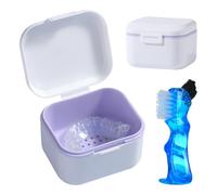 GmeDhc Dental Denture Box with Denture Brush, Denture Box, Dental Pod, Braces Box, Invisible Braces Storage Box for Holder, Cleaning Box
