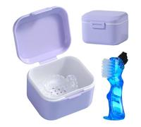 GmeDhc Dental Denture Box with Denture Brush, Denture Box, Dental Pod, Braces Box, Invisible Braces Storage Box for Holder, Cleaning Box