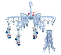 GmeDhc Indoor Outdoor Clothes Airer, 24 Pegs, Foldable, Rotable Sock Airer for Fabric Nappies, Bras, Towel, Underwear, Scarf, Gloves