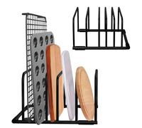 GmeDhc Metal Chopping Board Holder, Multi-Function Chopping Board Stand with 5 Slots and Baking Tray Organizer