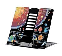 GmeDhc Metal Reading Stand, Adjustable Easel Book Holder, Portable Folding Book Stand, Planets of the Cosmic Solar System, for Recipe Manual Sheet Music Tabs Painting