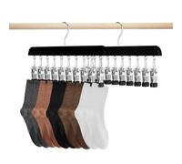 GmeDhc Pack of 2 Sock Dryers, Wooden Clothes Airer, Windproof Drying Rack with 10 Clips for Socks, Underwear, Hat, Scarf, Towels, Shoe Insoles